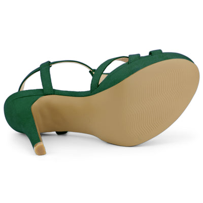 T Strap Slingback Platform Stiletto Heel Sandals