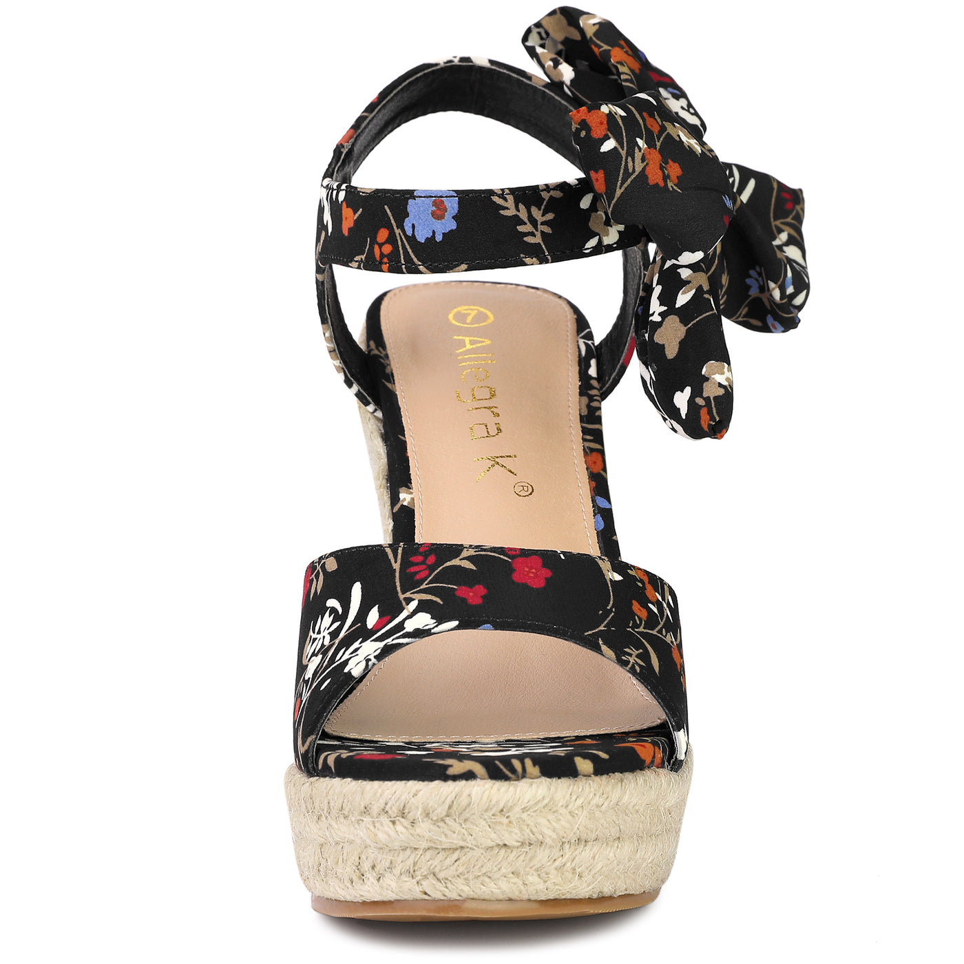 Allegra K Platform Floral Printed Slingback Espadrille Wedge Sandals