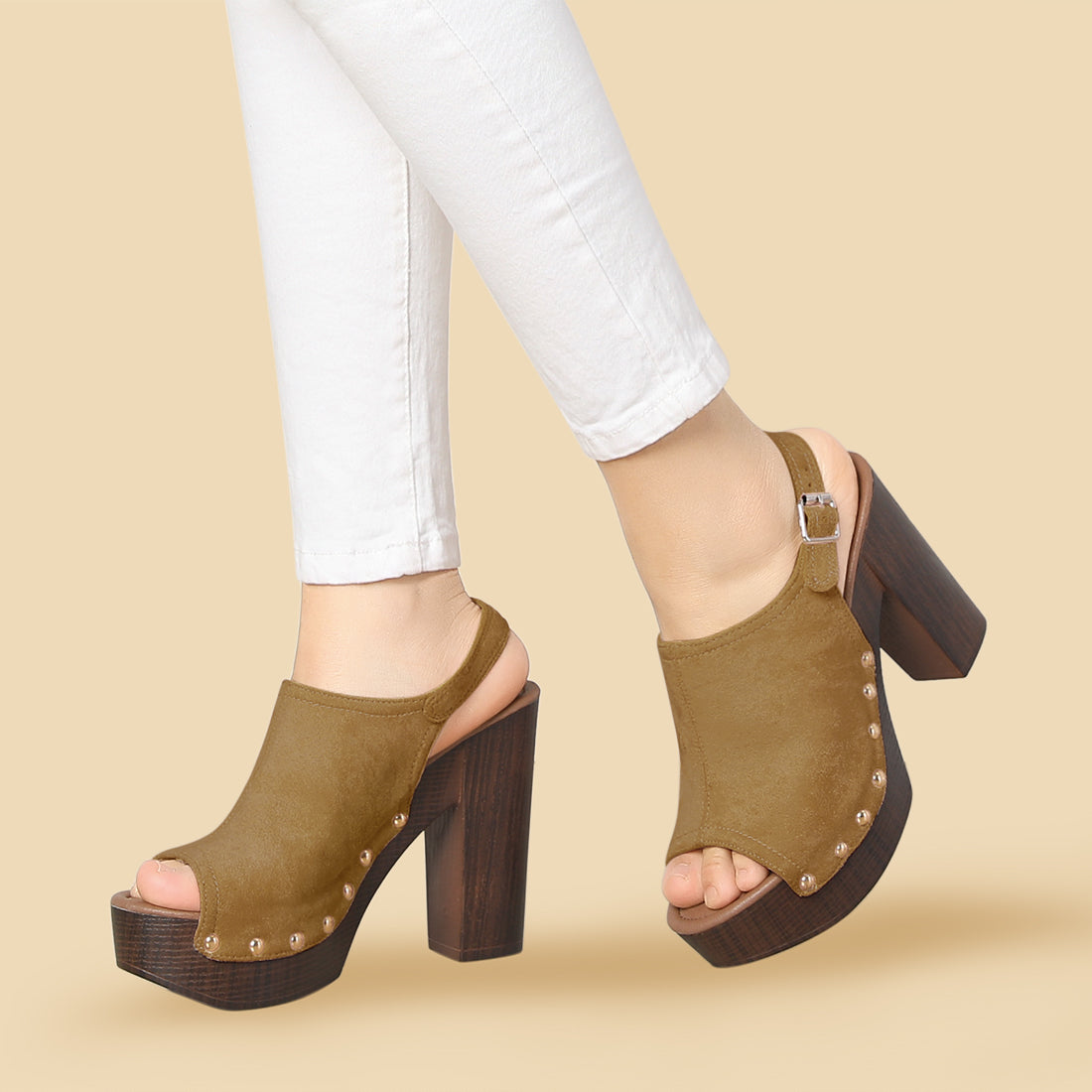 Allegra K Open Toe Slingback Platform Chunky Heel Sandals