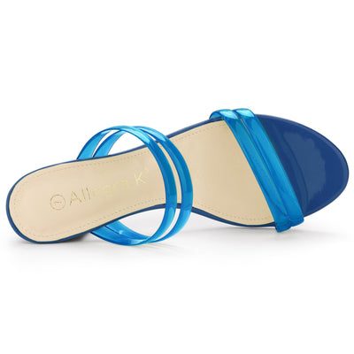 TPU Clear Strappy Slide Mule Block Heel Sandal