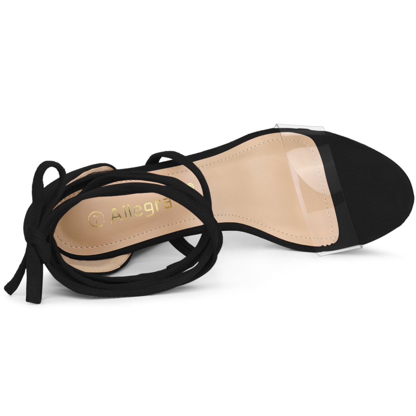 Allegra K Platform Lace Up Clear Chunky Heel Sandals