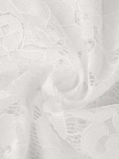 Floral Lace Shrug Tie Front Ruffled Hem Sheer Crop Bolero