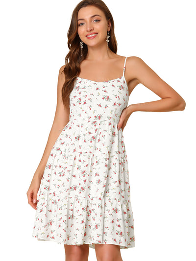 Spaghetti Strap Dress Back Smocked A-Line Floral Summer Sundress
