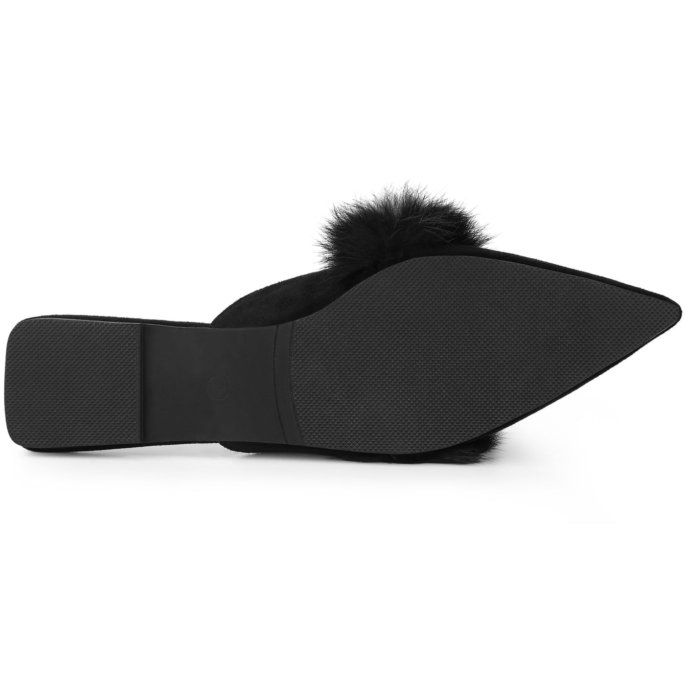 Allegra K Women's Pointed Toe Faux Fur Slip on Flat Slide Mules