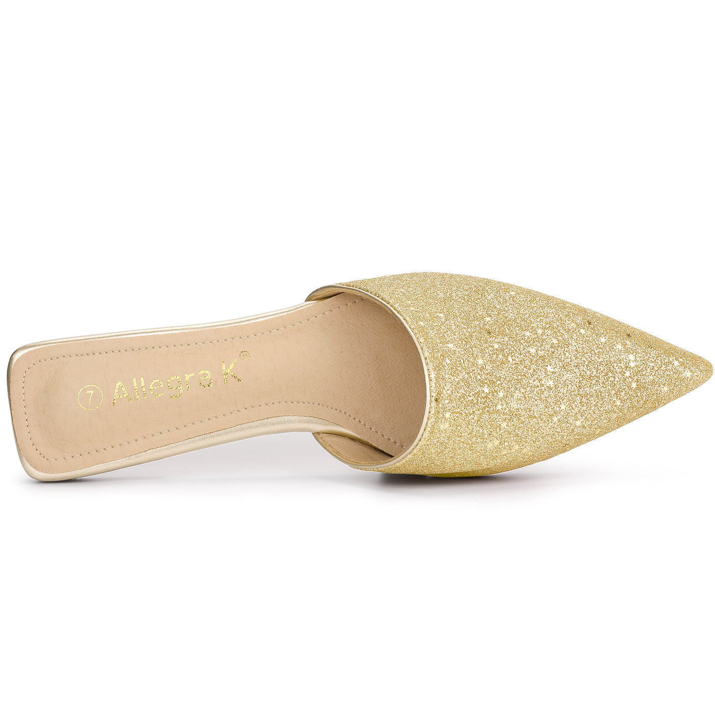 Allegra K Women's Slip On Glitter Heels Pointed Toe Slide Mules