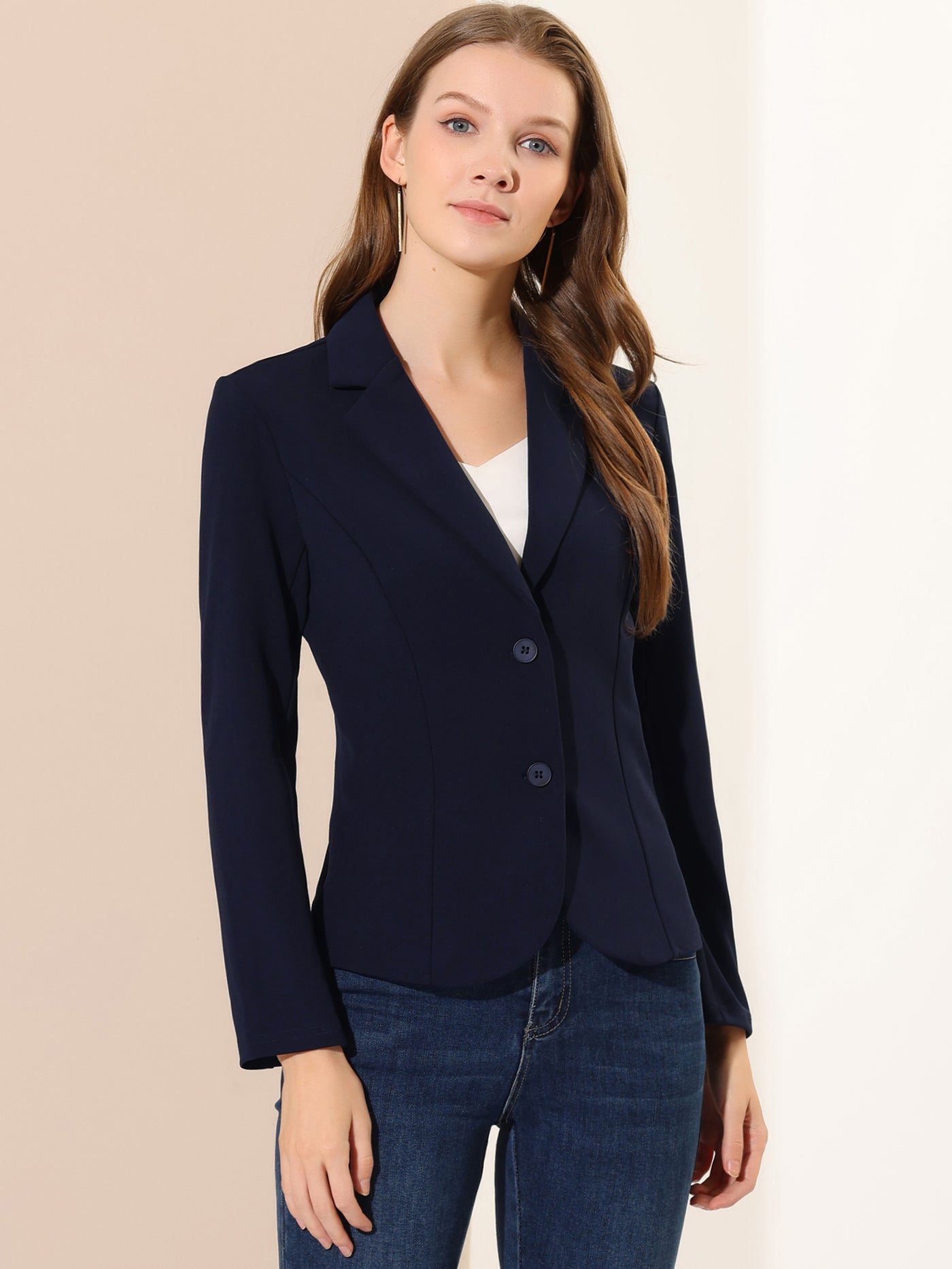 Allegra K Work Office Lapel Collar Stretch Jacket Suit Blazer