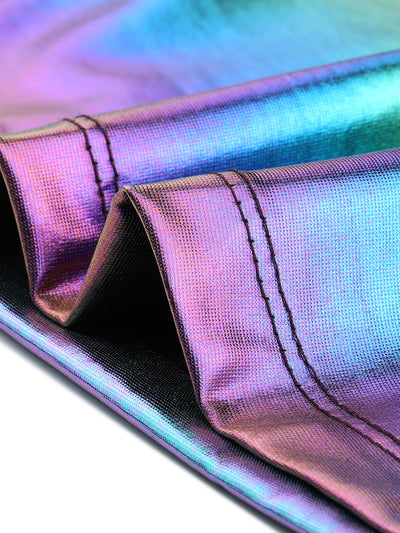Metallic Textured Short Sleeve Shiny Multicolor Blouse