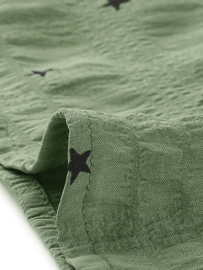 Peter Pan Collar Top Textured Stars Ruffle Button Down Shirt