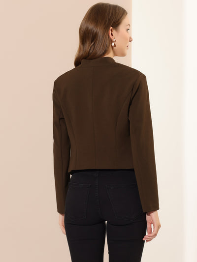 Casual Office Suit Collarless Cropped Blazer Jacket