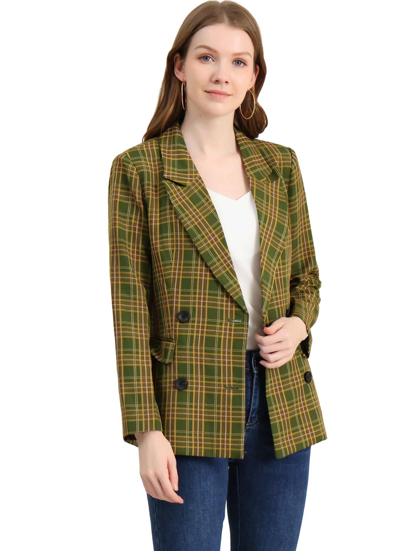 Allegra K Notched Lapel Double Breasted Work Formal Blazer