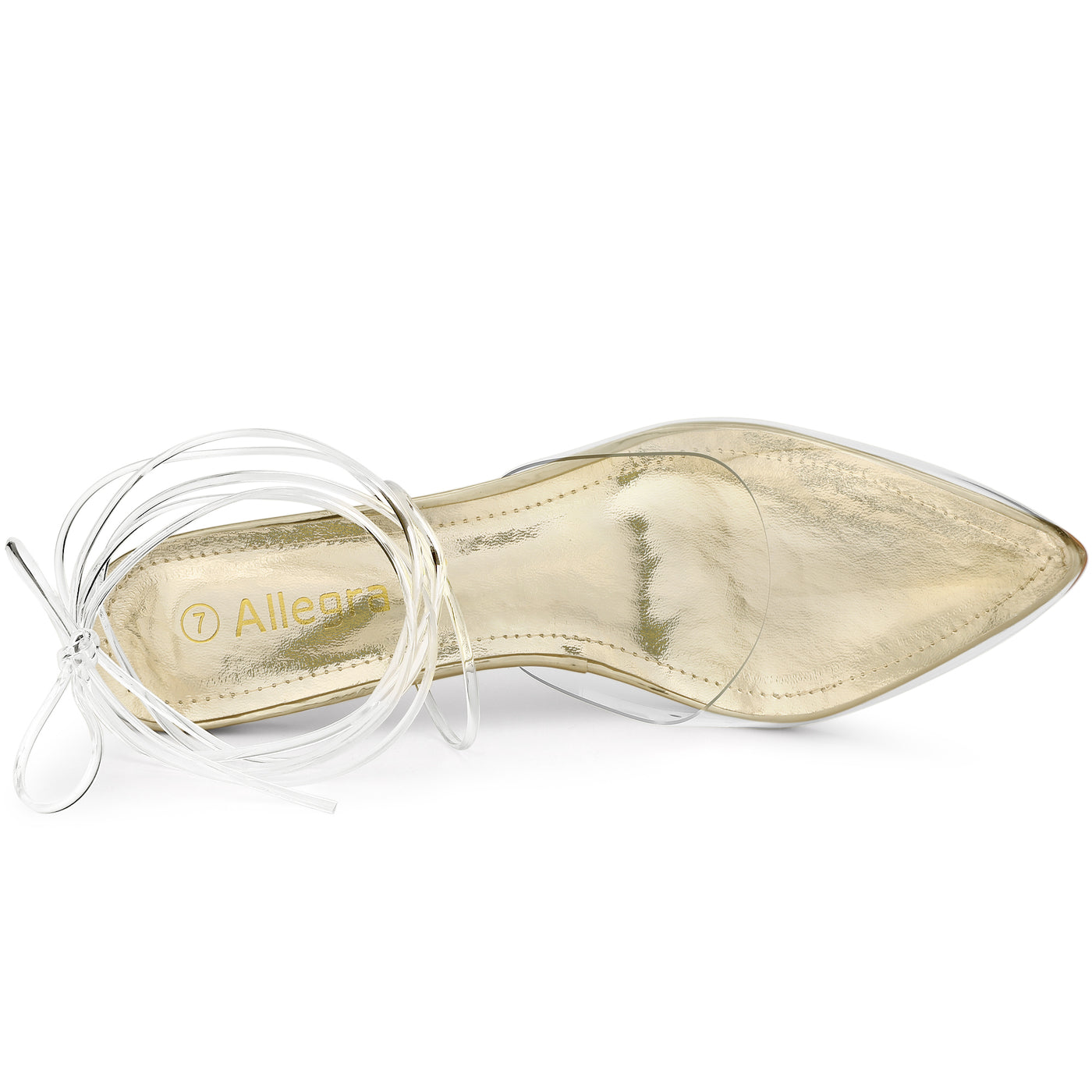 Allegra K Clear Lace Up Strappy Stiletto Transparent Heel Sandals