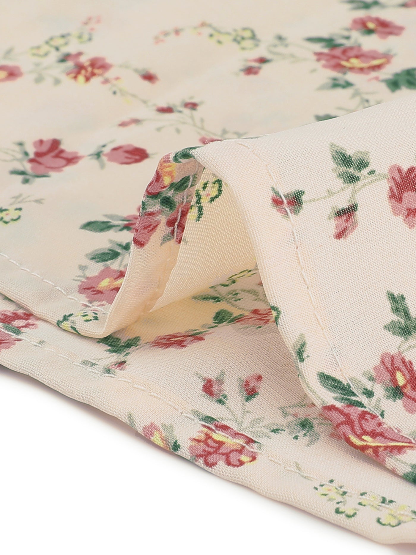Allegra K Puff Sleeve Top Elegant Floral Print Smocked Cuffs Ruffle Neck Blouse