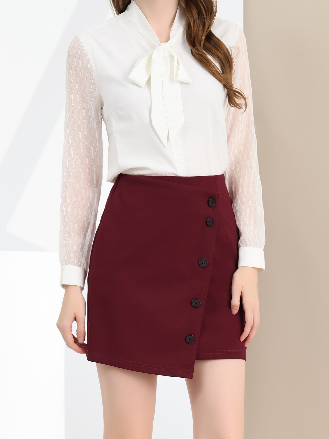 Allegra K Summer Mini Workwear Asymmetric Stretchy Work Pencil Skirt