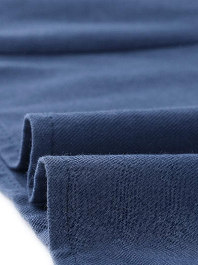 Cap Sleeve Cotton Shirtdress Work Collar Midi Button Down Dress