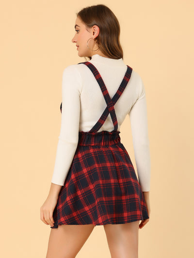 Christmas Gothic Plaid High Waisted Detachable Suspender Skirt