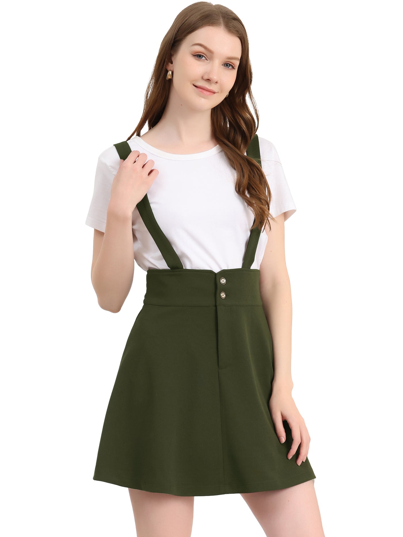 Allegra K Women's St Patrick's Day Overall Dress Adjustable Strap Fit And Flare Short Suspender Skirt