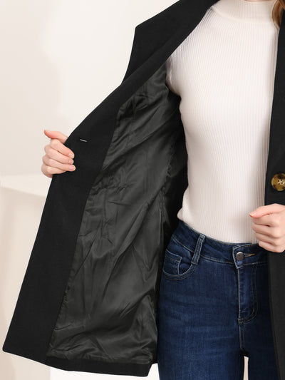 Lapel Collar Buttoned Outerwear Elegant Work Winter Coat