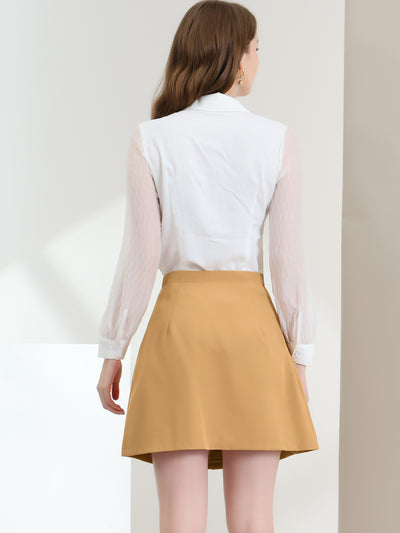 Work Office Button A-Line High Wasit Mini Short Skirt