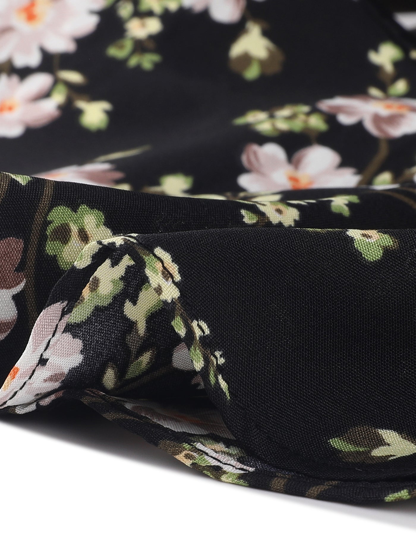 Allegra K Floral Printed Self Tie Knot High-Low Ruffle Hem Wrap Skirt
