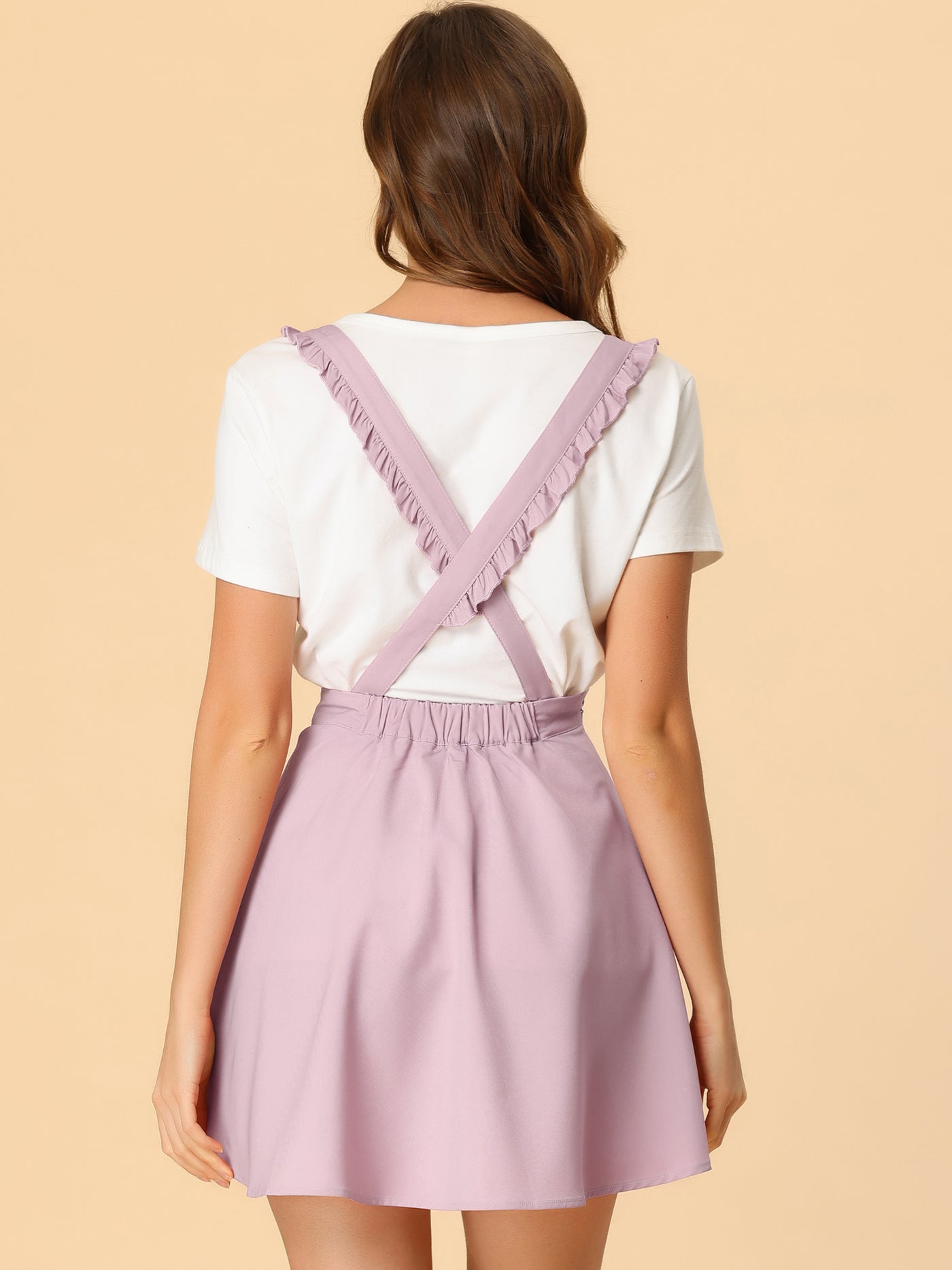 Allegra K Adjustable Ruffle Strap Overall A-Line Mini Suspender Skirts
