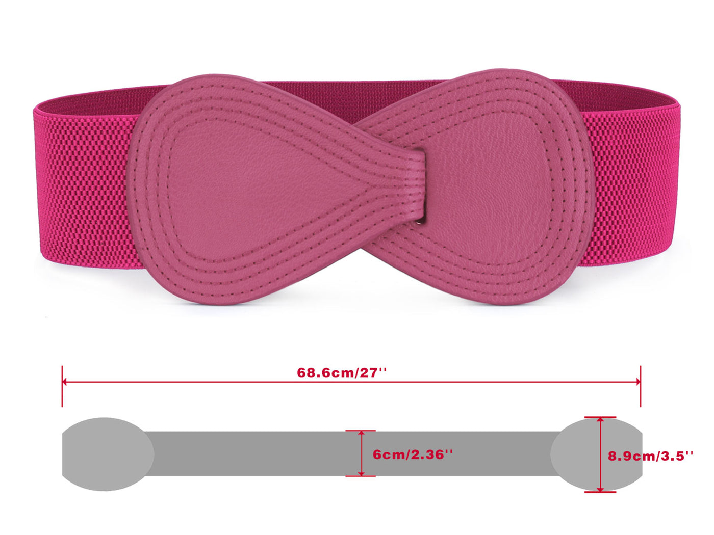 Allegra K Women's Elastic Waist Belt Interlock 8-shaped Faux Leather Stretchy Dress Belts