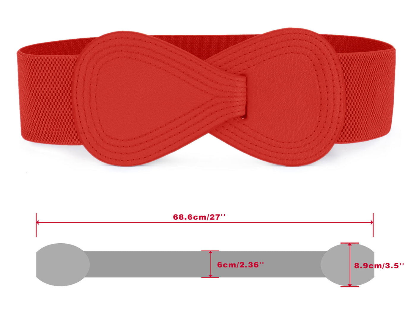 Allegra K Women's Stretchy Waist Belt 8-shaped Skinny Faux Leather Elastic Dress Belts