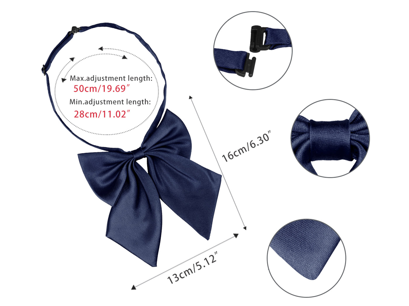Allegra K Pre-tied Bowknot Adjustable Neck Strap Solid Color Cute Bow Tie 2Pcs