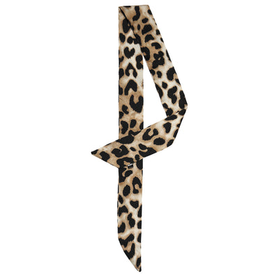 Women Skinny Leopard Printed Hairband Long Neck Scarf