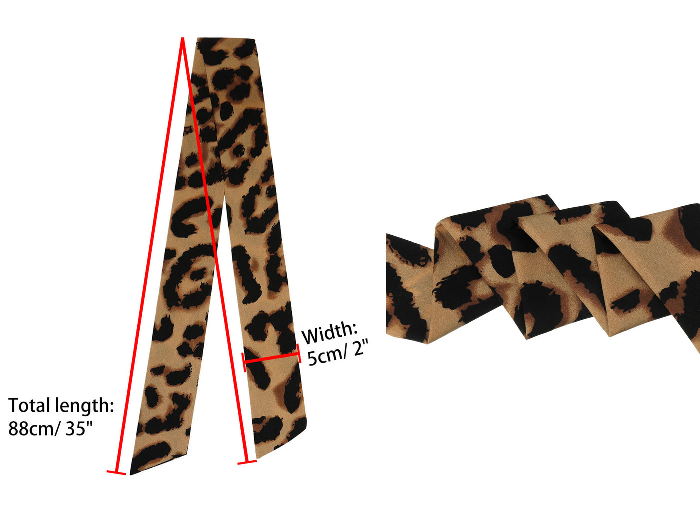 Allegra K Women Skinny Leopard Printed Hairband Long Neck Scarf