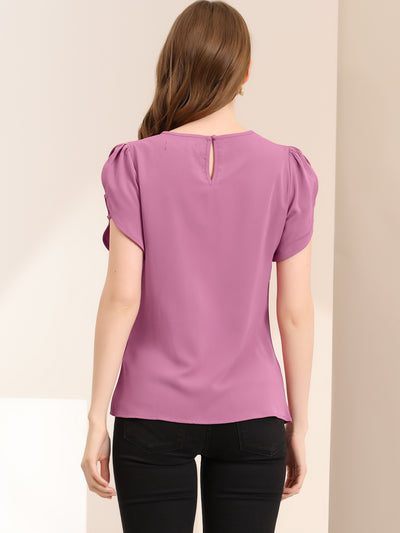 Cutout Round Neck Cap Sleeve Casual Top