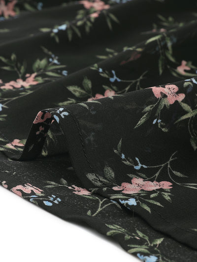Chiffon Floral Printed Long Tiered Ruffle Boho Midi Skirt