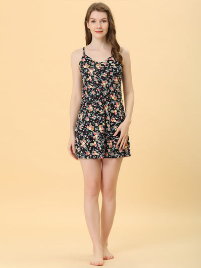 Summer Sleeveless Print Cami Slip Sleepdress Nightgown Pajamas