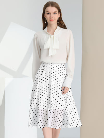 Retro Polka Dot Elastic Waist Vintage A-Line Midi Skirt