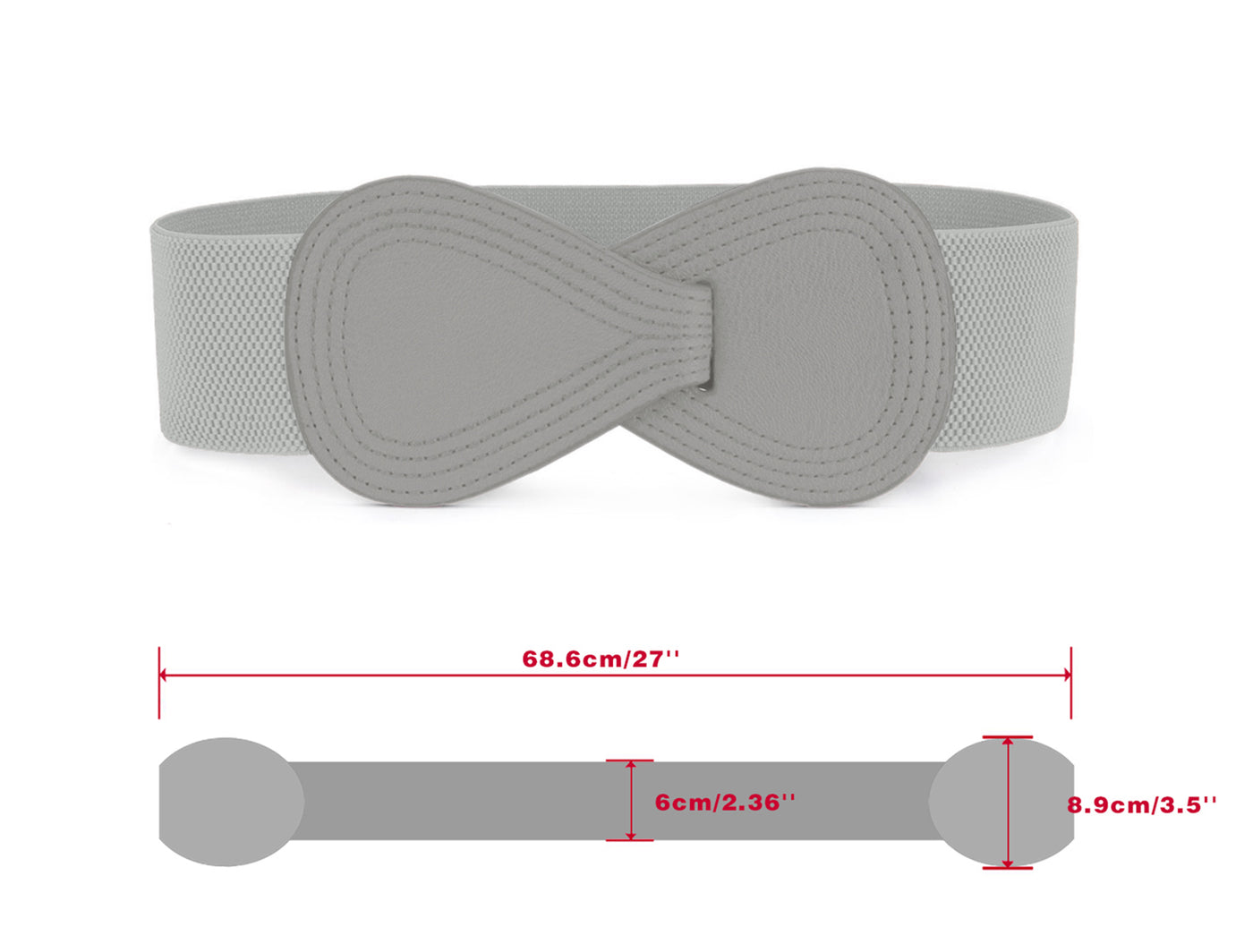Allegra K Interlock Buckle 8-shaped Faux Leather Elastic Belt Cinch Waistband