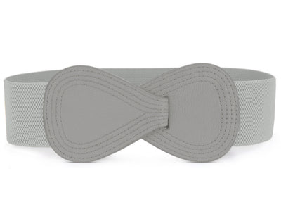 Interlock Buckle 8-shaped Faux Leather Elastic Belt Cinch Waistband