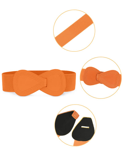 Interlock Buckle 8-shaped Faux Leather Elastic Belt Cinch Waistband