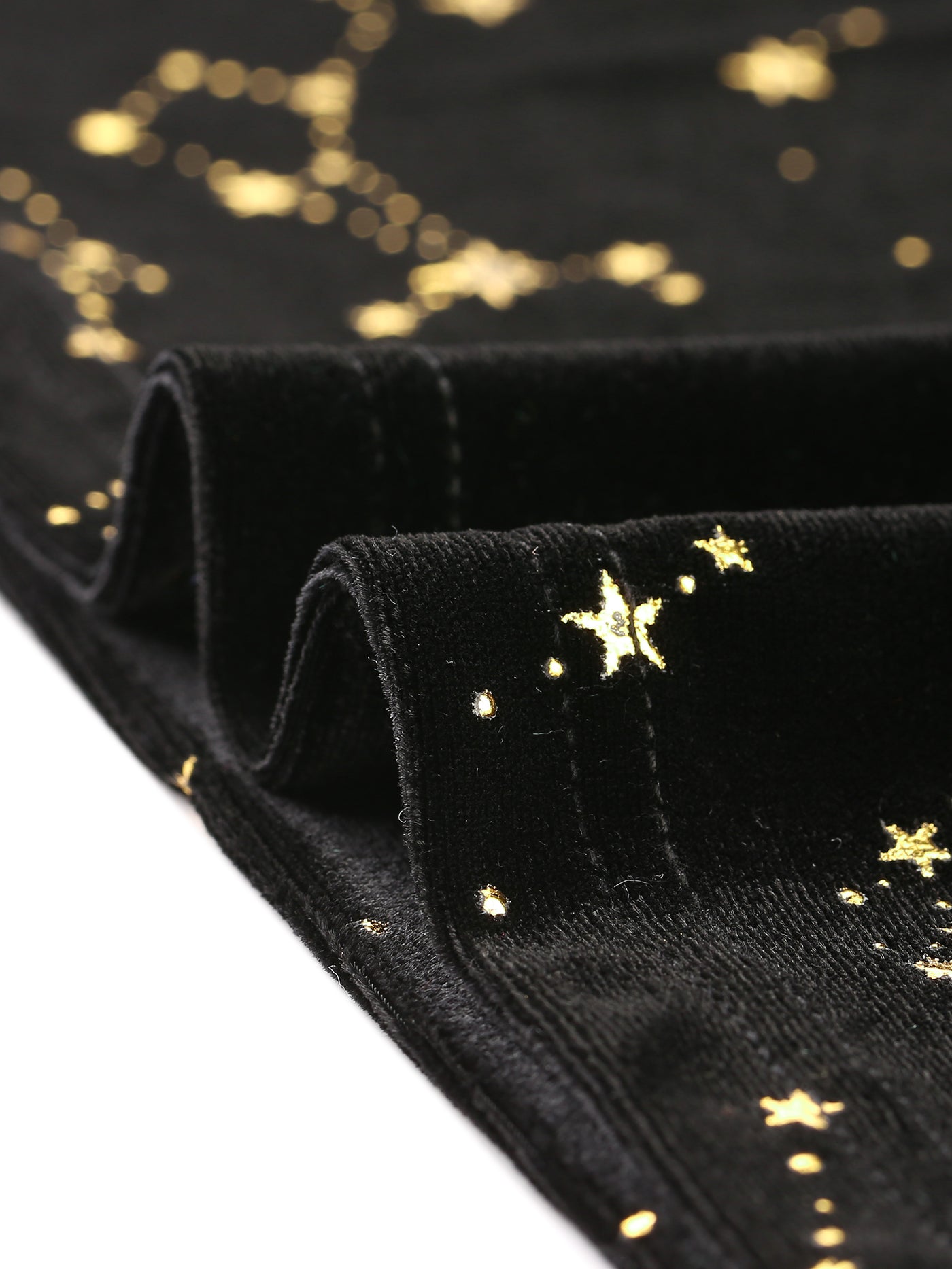 Allegra K Peter Pan Collar Long Sleeve Stars Printed Velvet Blouse