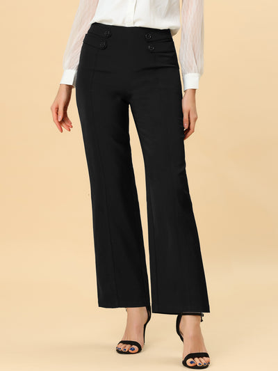 High Waisted Straight Leg Pants Solid Color Business Work Trousers