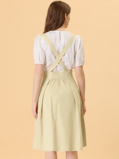 Suspender Braces Skirt Elastic Waist Overall Dress