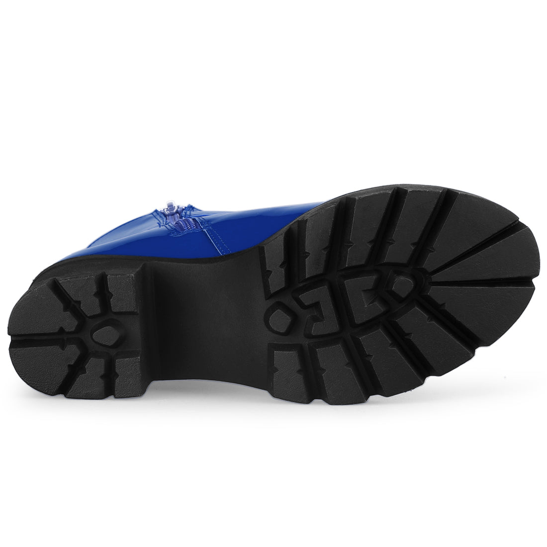 Allegra K Zip Platform Chunky Heel Combat Boots