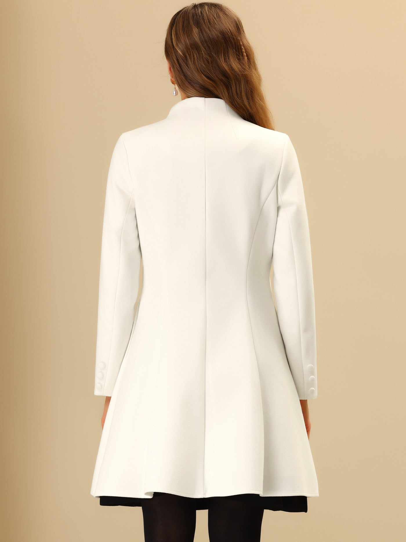 Allegra K Single Breasted Long Sleeve Mid-Long Winter Coat