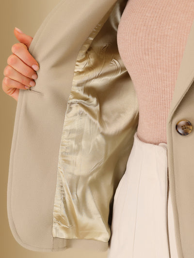 Blazer Jacket Lapel Open Front One Button Work Office Coat