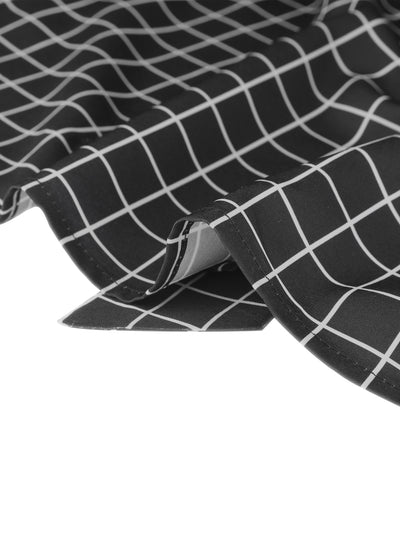 Elegant Bow Tie Neck Puff Long Sleeve Plaid Top Work Shirt Blouse