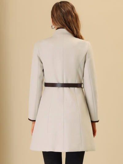 Double-breasted Long Belted Stand Collar Winter Pea Coat