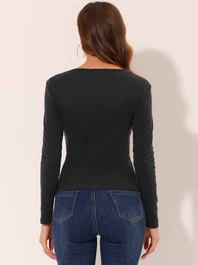 Long Sleeve Blouse for Slim Fit Ruched Wrap Tops
