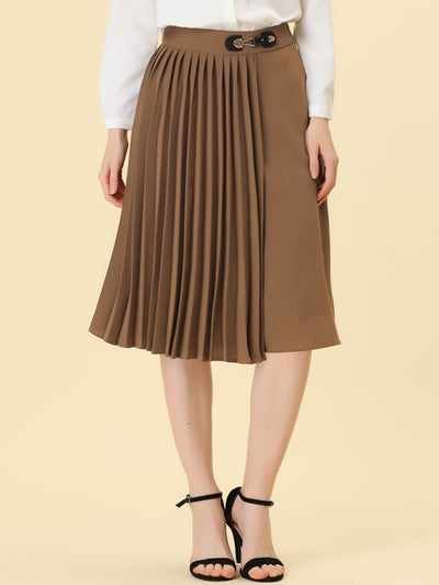 Pleated Retro High Waist Belted Decor Halloween A-line Skirt