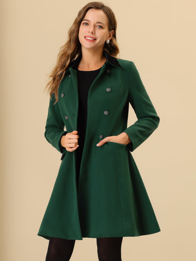 Winter Double Breasted Vintage A-line Flare Long Coat