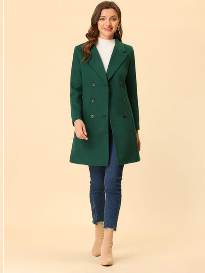 Notched Lapel Double Breasted Outwear Winter Long Coat