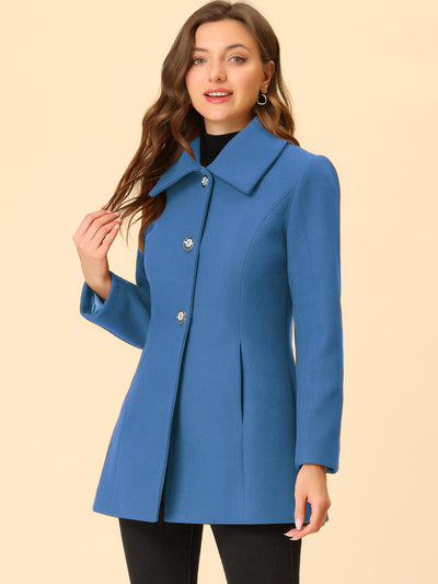 Turn Down Collar Overcoat A-Line Single Breasted Winter Coat
