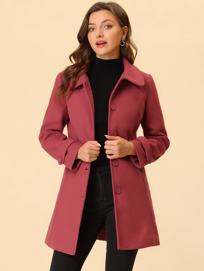 Peter Pan Collar Single Breasted Winter Outwear Buttoned Long Coat
